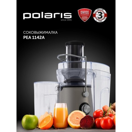 Polaris PEA 1142A juicer, centrifugal, 1100 watts, 0.5/1.4 l, 21000 rpm, silver-6