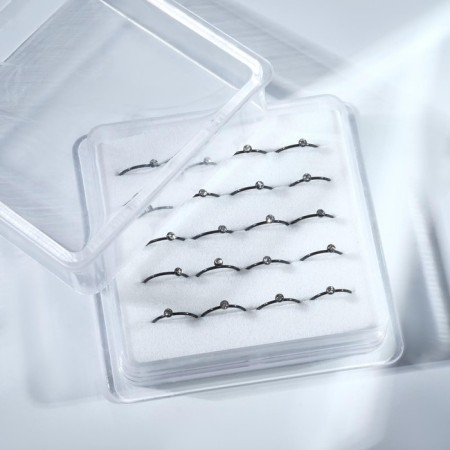 Piercing in the nose “Ring and rhinestones”, D = 8 mm, set 20 pcs., White in ferrous metal-1