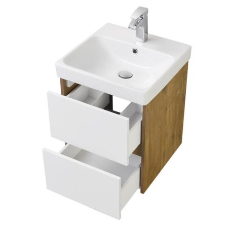 Tumba under the Aquaton sink "Scandil 45", white color, rustic oak-1