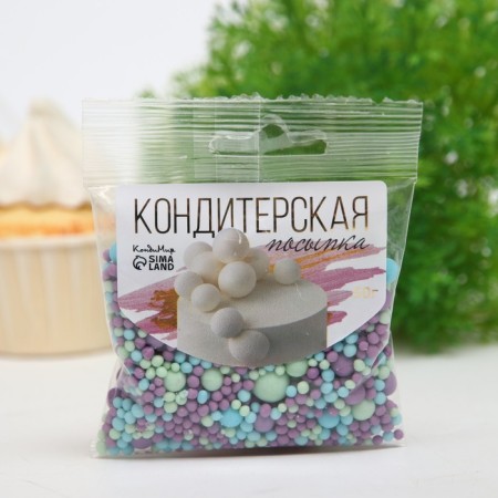 Sprinking confectionery in color glaze (blue, lilac, "emerald"), 50 g-1