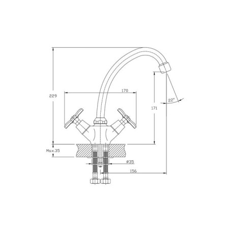 Kitchen mixer Rush Sakhalin SA5350-22, two-wound, chrome-1