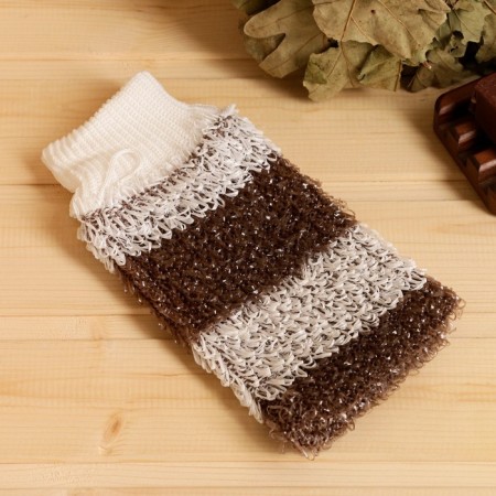 Knitted washcloth "Mitten. Strip", mix, 23x12cm-6