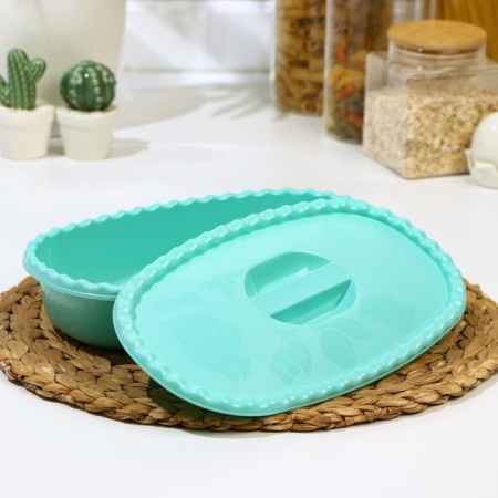 A bowl with a lid, 1.5 l, 16.5 × 28 × 6.5 cm, color aquamarine-1