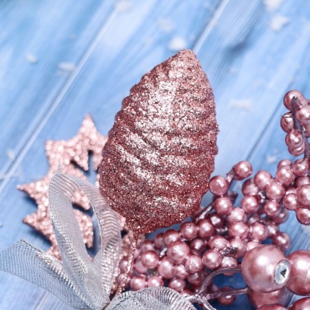 Decor "Winter admiration" berries lump the bow, 21 cm, pink-1
