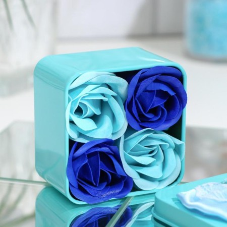 Soap roses, turquoise and blue, set 4 pcs.-2