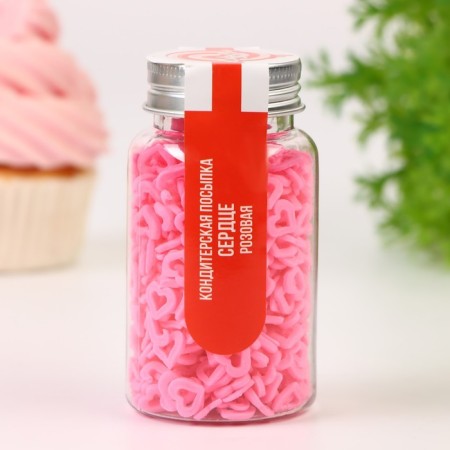 Confectionery Sprinking "Heart" Pink, 50 g-1