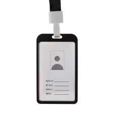 Badege-carman vertical (external 98 x 58mm), internal 85 x 54mm, metal, black, tape 40 cm