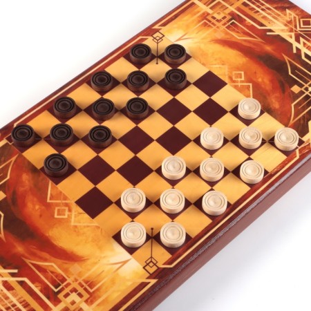 Bogatyr backgammon, wooden board 60 x 60 cm, with a field for playing checkers-2