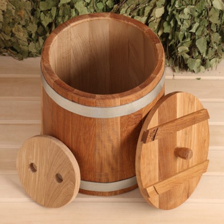 Oak tube, 20l, stainless hoop, with a lid, with a nest-5