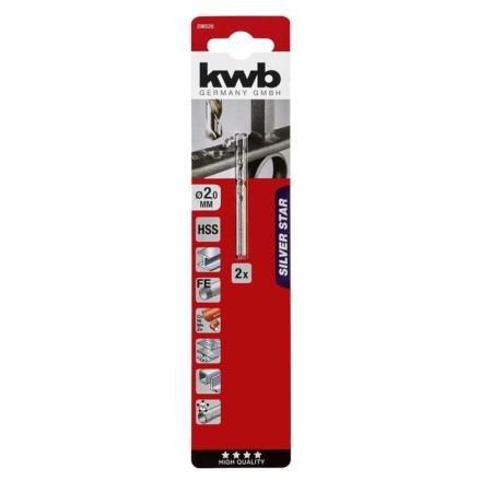 Metal drill KWB Silver Star, 2x49 mm, sharpening angle 135 °, stal HSS-G-1