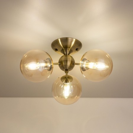 Ceiling chandelier CITILUX “Tommy” CL102133, 46x46x23.5 cm, 3x40W, E14, brown color-2