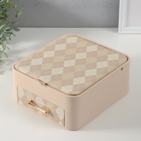 Casket to the leatherette for jewelry "Cell" Milk 20x22.5x9.5 cm-1