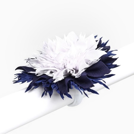 Outlet. Bant for hair on an elastic band, white with blue, 11 cm, kitty Marie-4