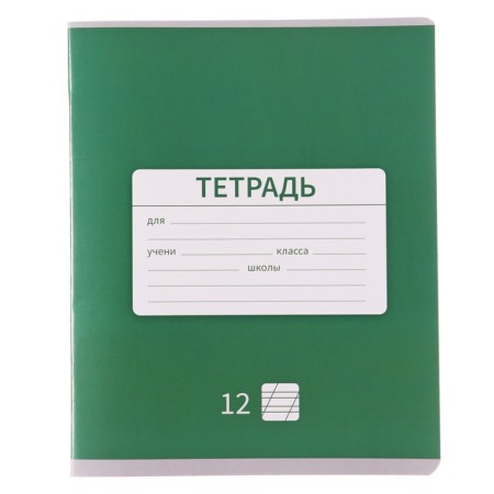 Notebook 12 sheets in the slanting line is a plain "New School", cover coated paper, VD-LK, OFSET block, MIX-5