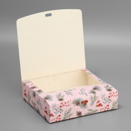 Folding Gift Box "New Year's Botanika", 20 x 18 x 5 cm, without tape, New Year-2