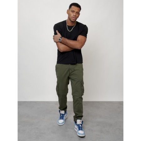 Cargo jeans men, size 48, khaki color-7