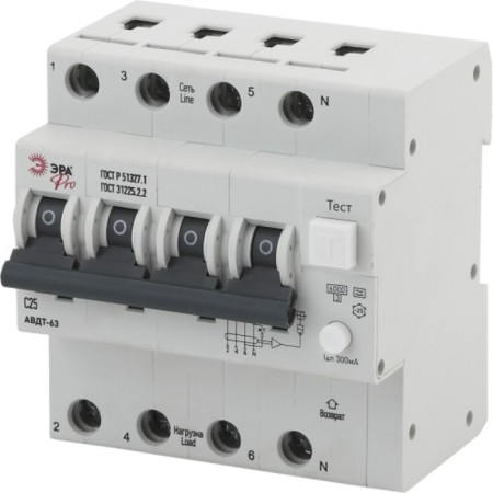 Differential current circuit breaker ERA PRO No-902-22 AVDT 63 3P+N C25 300MA Type A