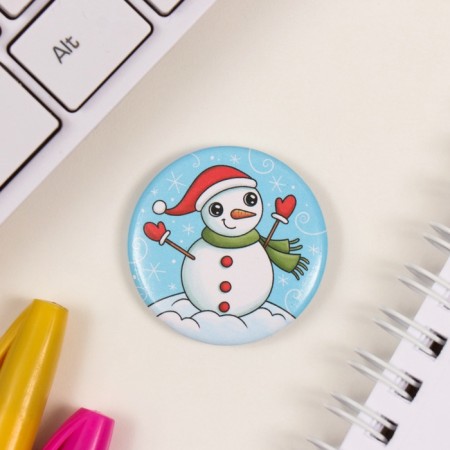 New Year of the setting icon d = 35 mm "Snowman" 6.5x6.5 cm-2