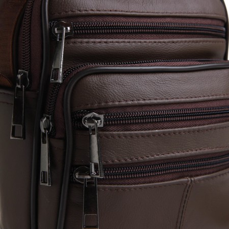 Male bag on lightning, long belt, brown color-2