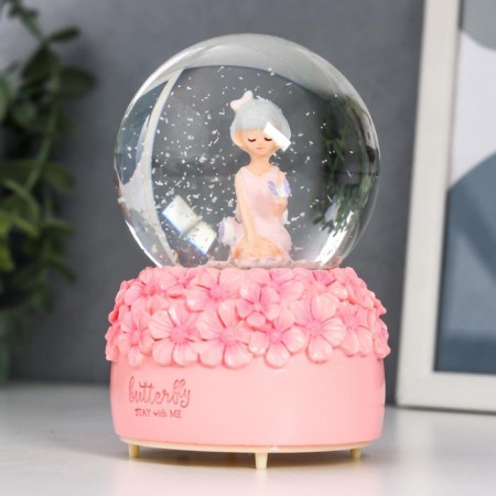 Souvenir Polystone Water Ball Light, music "Baby and forget -me -nots" d = 8 cm mix 12.5x8x8 cm-5