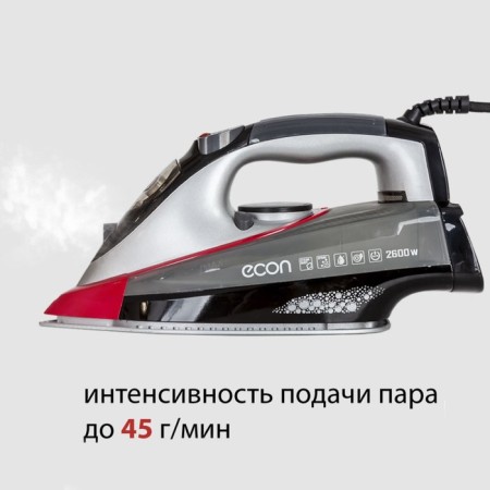 Iron Eco-Bi2601, 2600 W, ceramic sole, 45 g/min, 320 ml, gray color with red-6