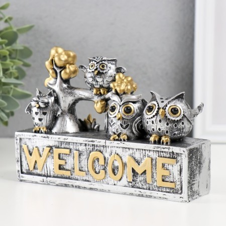 Souvenir Polystone "Bird Family. Welcome" 4x15.2x11 cm-3