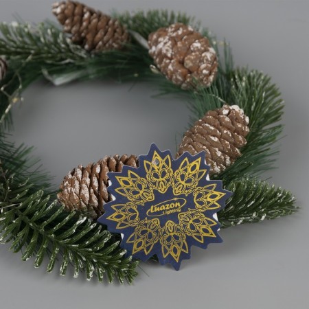 LED figure “Wreath with cones” 20 cm, plastic, batteries CR2032x2 (not in the kit), glow warm white-3