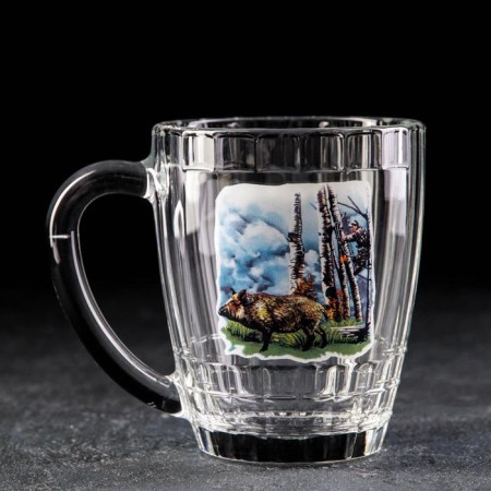 Beer mug "Okhota-fish", 500 ml, MIX drawing