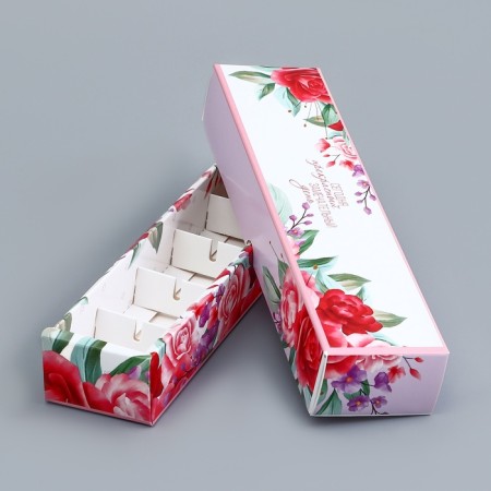 Box for 5 sweets with a shell, with a window "Flower", 21 x 5 x 3.3 cm. Confectionery packaging-3