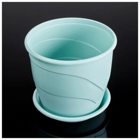 Plastic pot "Venice", d = 19, with a pallet, mint-2