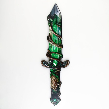 Wooden weapons, children's souvenir "green crystal", sword, 10.9 x 40 cm-1