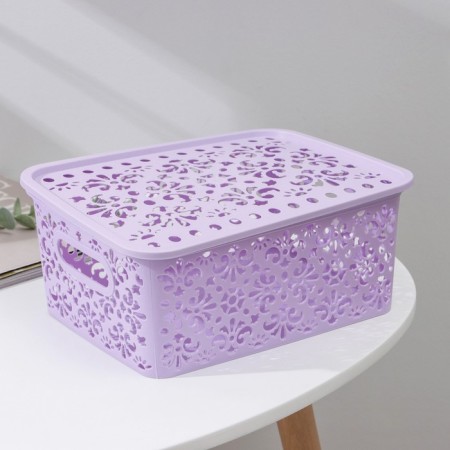 Storage container with a “pattern” lid, plastic, 25 × 19 × 10 cm, mix color-10