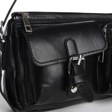 Female bag with pockets of leatherette, black-3