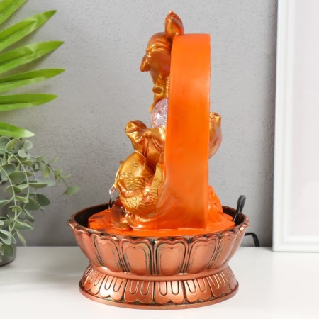 Table fountain with backlight "Golden carps" 20x20x27 cm-3