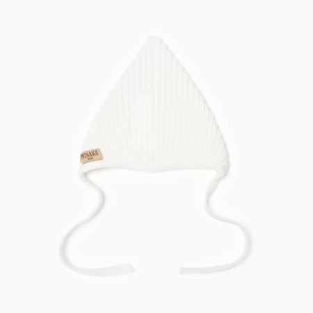 Knitted children's hat minku, white color, size 42-44-3