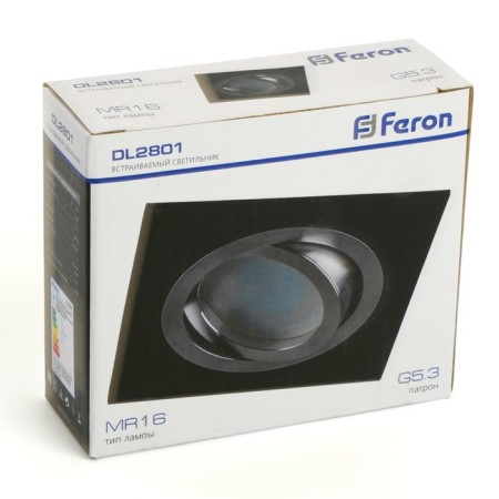 Introductive Lamp Feron DL2801, IP20, G5.3, 50 W, 92x92x25 mm, Black/Chrome color-3
