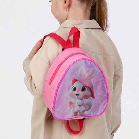 Children's backpack 21*9*23, lightning departure, a rabbit in a hat, pink-5