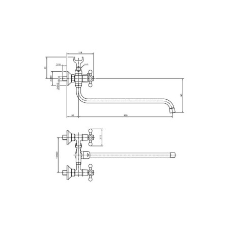 Eleanti Elt2010 bath mixer, two -wound, hose, watering can, bracket, chrome-1