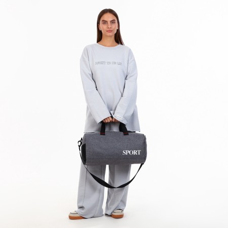 Sports bag with lightning, long belt, gray color-5