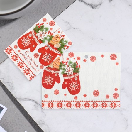 Postcard-Shildik "With Warm Wishes!" Mittens, 11.5x8.5 cm-1