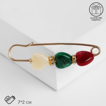 Pins "hearts", 7 cm, colored in gold-2