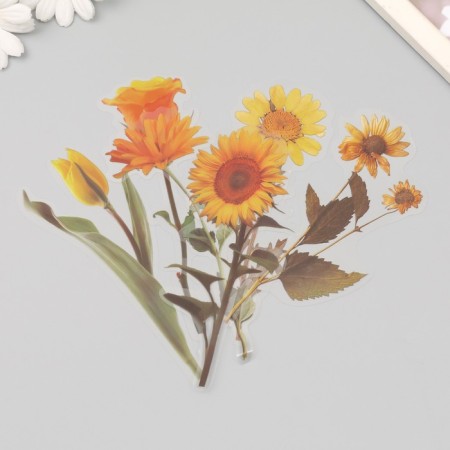 Plastic stickers "Flowers and quotes. Yellow" set 12 pcs 8.5x21.5x0.2 cm