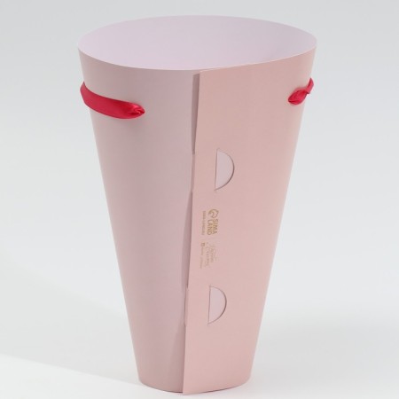 Package for flowers conical round folding on the ribbons “Happiness is waiting for you”, 15 x 23.3 x 7.5 cm-3