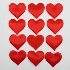 Decorative hearts, set 12 pcs., Size 1 pcs: 6.5 × 5 cm, red color