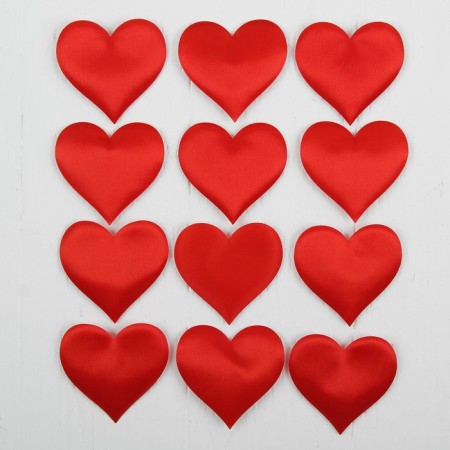 Decorative hearts, set 12 pcs., Size 1 pcs: 6.5 × 5 cm, red color