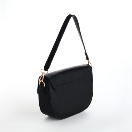 Women's bag on the valve, Textura, small size, black color-12