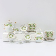 Service of the Porcelain “Symphony”, 23 objects: kettle 1 l, sugar bowl 400 ml, cream 180 ml, candy 300 ml, tea cup 250 ml, tea saucer d = 15 cm, vase d = 10.7 cm, napkin holder d = 8 cm