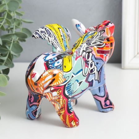 Souvenir Polystone "Pig with Wings" graffiti mix 8.5x18x13 cm-3