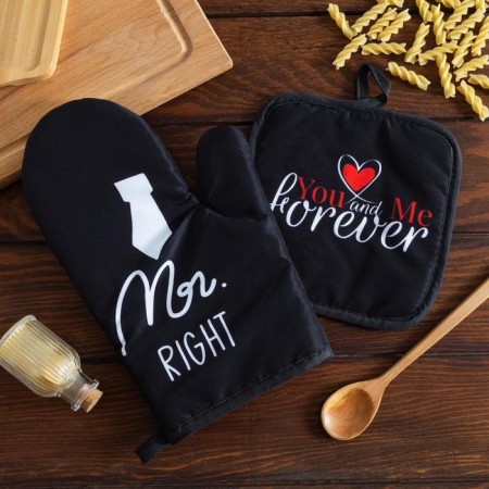 Kitchen set (2 items) MR RIGHT shares, severity 17x17 cm, mitten 26x16 cm, 100% p/e