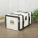 Casket wood to the leatherette "chest with belts" white 19x21x35 cm